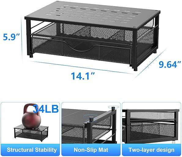 gianotter Computer Monitor Stand Riser, Desk Organizers and Accessories with Drawer, Office Desk Accessories & Workspace Desktop Organizers Storage for Printer Stand (Black) - Image 3