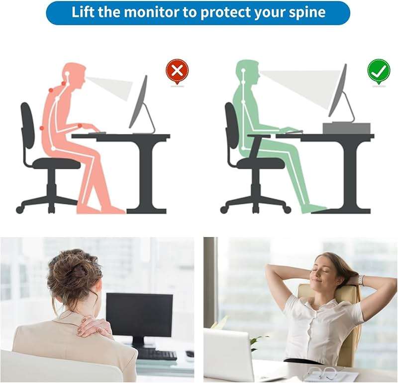 gianotter Computer Monitor Stand Riser, Desk Organizers and Accessories with Drawer, Office Desk Accessories & Workspace Desktop Organizers Storage for Printer Stand (Black) - Image 5