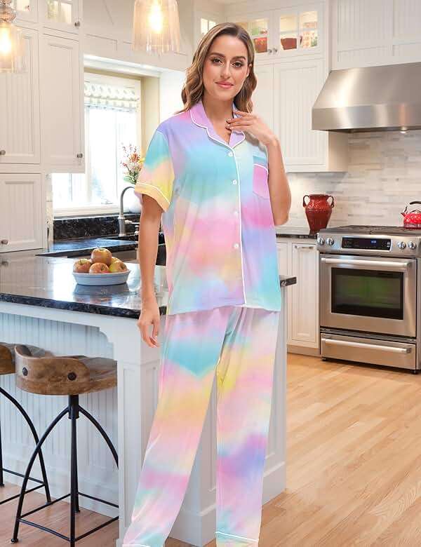 MORFORU 3 Piece Button Up Pajamas for Women Set Soft Pajama Shorts Pants Short Sleeve Pjs Sleepwear Pj Lounge Sets - Image 3