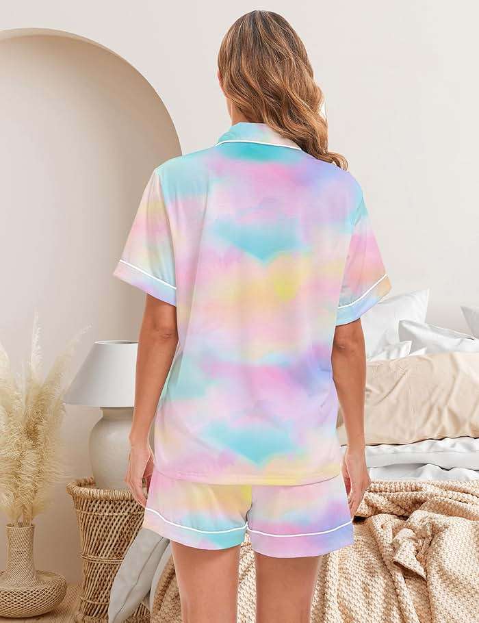 MORFORU 3 Piece Button Up Pajamas for Women Set Soft Pajama Shorts Pants Short Sleeve Pjs Sleepwear Pj Lounge Sets - Image 4