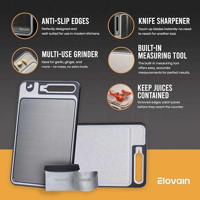 Stainless Steel Cutting Board with Built-In Knife Sharpener, 3-Piece Set, Double-Sided 304 Food-Grade Steel & Wheat Straw, Large Board for Meat & Vegetables, Dishwasher Safe, 15x10 Inch, Food Safe - Image 3
