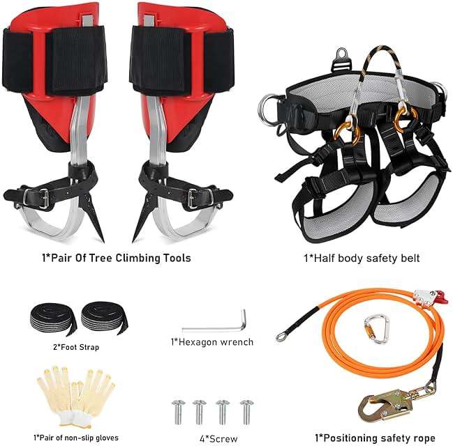 Tree Climbing Spikes Set for Tree Work, Adjustable Tree Climbing Gear with Safety Seat for Tree Climbing and 10FT Steel Wire Core Flip Line Kit for Outdoor Jungle Survival Fruit Picking - Image 6