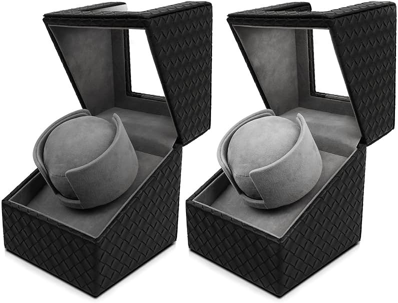 VIIFF Watch Winder for Automatic Watches – Silent Adjustable Rotation, Premium PU Leather Automatic Watch Winder, Soft Interior, Ideal Gift Option, Luxurious Display Case for Automatic Watches - Product Image