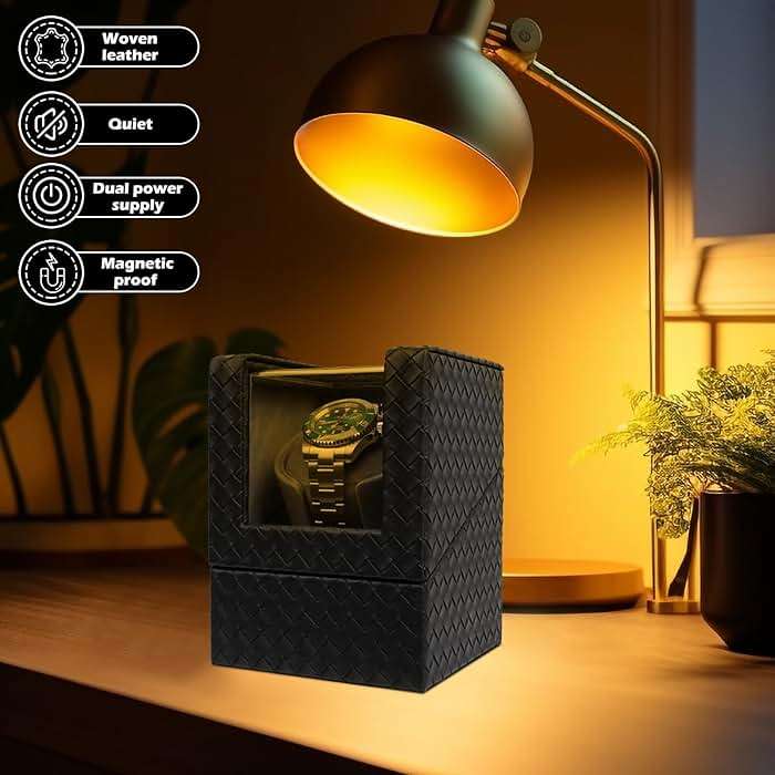 VIIFF Watch Winder for Automatic Watches – Silent Adjustable Rotation, Premium PU Leather Automatic Watch Winder, Soft Interior, Ideal Gift Option, Luxurious Display Case for Automatic Watches - Image 3