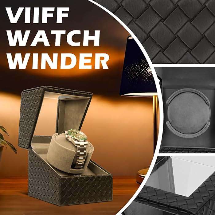 VIIFF Watch Winder for Automatic Watches – Silent Adjustable Rotation, Premium PU Leather Automatic Watch Winder, Soft Interior, Ideal Gift Option, Luxurious Display Case for Automatic Watches - Image 4
