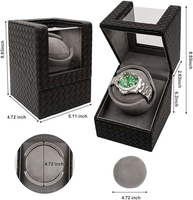 VIIFF Watch Winder for Automatic Watches – Silent Adjustable Rotation, Premium PU Leather Automatic Watch Winder, Soft Interior, Ideal Gift Option, Luxurious Display Case for Automatic Watches - Image 5