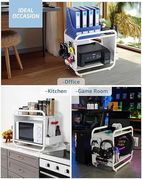 PLKOW Compact Video Game Storage Organizer, Game Stand Organizer for Consoles, Controllers, Headphones, Video Game Storage Rack, Black - A Great Gift for Gamers (White) - Image 2