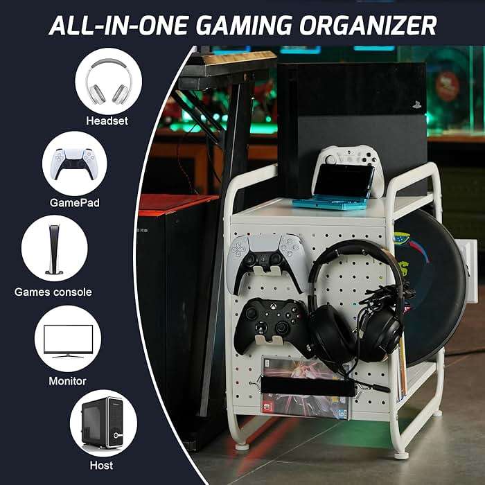 PLKOW Compact Video Game Storage Organizer, Game Stand Organizer for Consoles, Controllers, Headphones, Video Game Storage Rack, Black - A Great Gift for Gamers (White) - Image 4