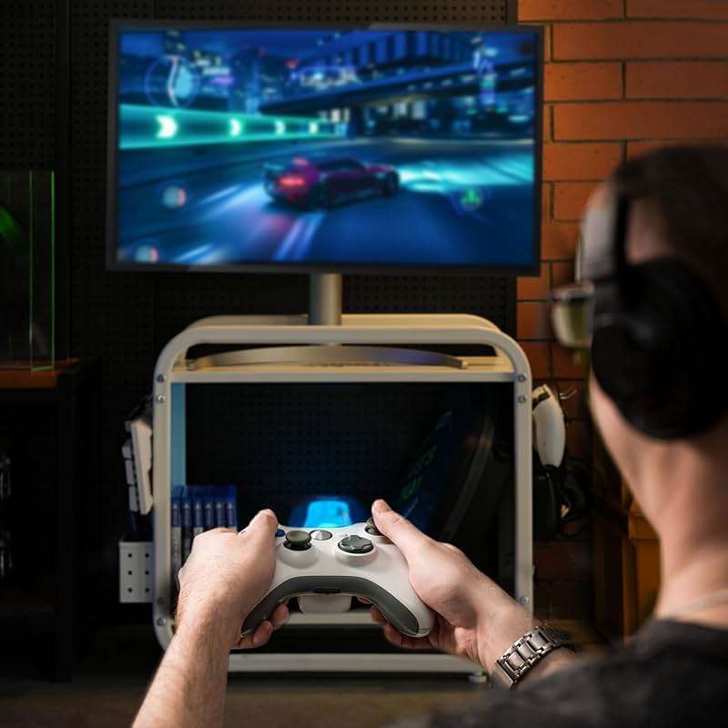 PLKOW Compact Video Game Storage Organizer, Game Stand Organizer for Consoles, Controllers, Headphones, Video Game Storage Rack, Black - A Great Gift for Gamers (White) - Image 8