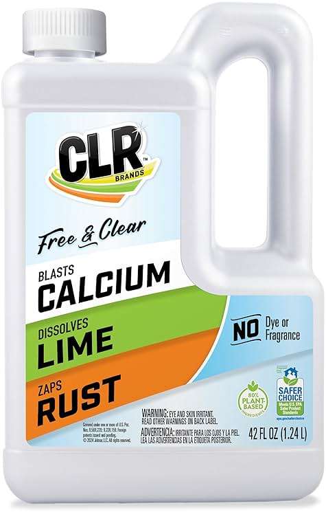CLR Brands Calcium, Lime & Rust Remover Free & Clear, No Dyes or Fragrances, Gentle Lime and Bathroom Descaler, Removes Hard Water Stains and Rust Deposits, 42 Oz Bottle - Image 1