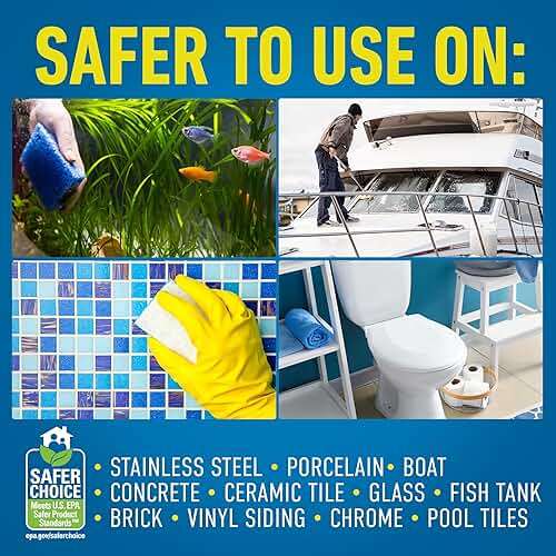 CLR Brands Calcium, Lime & Rust Remover Free & Clear, No Dyes or Fragrances, Gentle Lime and Bathroom Descaler, Removes Hard Water Stains and Rust Deposits, 42 Oz Bottle - Image 4