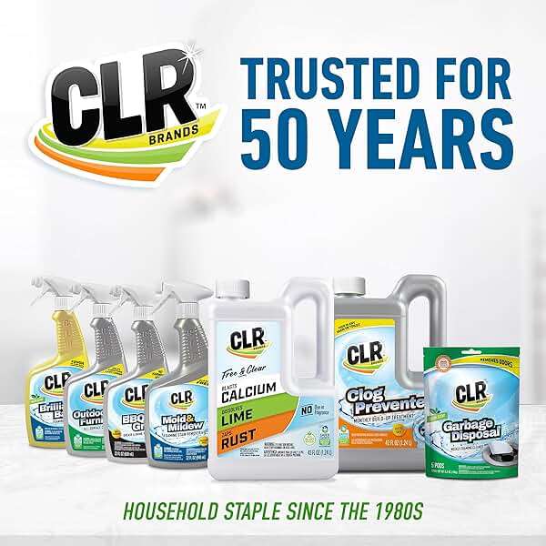 CLR Brands Calcium, Lime & Rust Remover Free & Clear, No Dyes or Fragrances, Gentle Lime and Bathroom Descaler, Removes Hard Water Stains and Rust Deposits, 42 Oz Bottle - Image 8