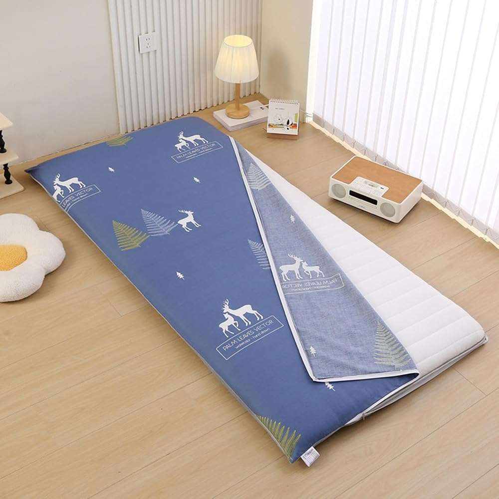100% Cotton Floor Futon Mattress Cover Japanese Futon Mattress Cover with Zipper Shikibuton Bedsheet Covers Soft Skin-Friendly Dust Dustproof for Dormitory,B,90 * 200cm(Twin) - Image 1