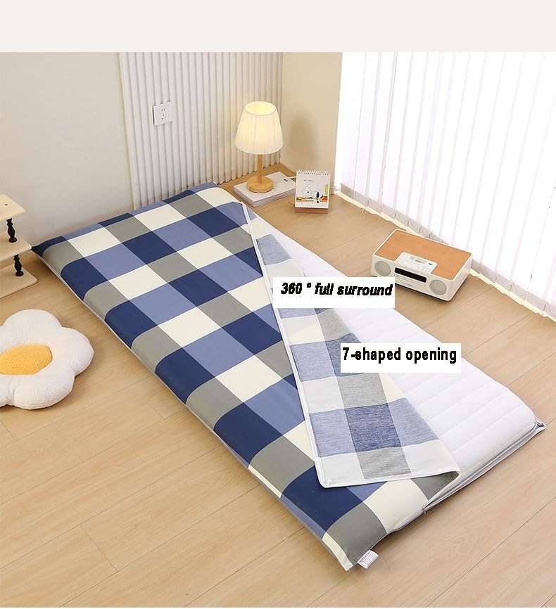 100% Cotton Floor Futon Mattress Cover Japanese Futon Mattress Cover with Zipper Shikibuton Bedsheet Covers Soft Skin-Friendly Dust Dustproof for Dormitory,B,90 * 200cm(Twin) - Image 4