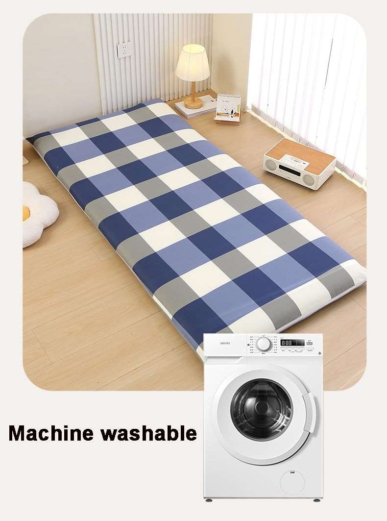 100% Cotton Floor Futon Mattress Cover Japanese Futon Mattress Cover with Zipper Shikibuton Bedsheet Covers Soft Skin-Friendly Dust Dustproof for Dormitory,B,90 * 200cm(Twin) - Image 5