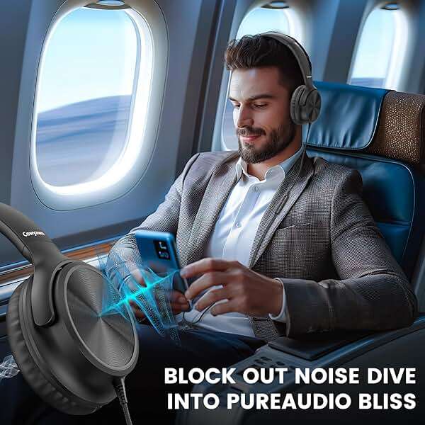 Cowyawn USB C Headphones Wired, Over Ear USB C Wired Headphones with Microphone, Volume Control, HD Stereo Sound, Foldable USB Type C Headphone for Adult/Teens/Laptop/Computer/iPhone 15/16/17, Black - Image 2