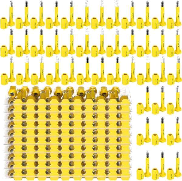 Threlaco 100 Pcs Bolt Shipping Seal with Print Progressive Numbering Disposable Truck Container Seals for Trucks, Trailers, Cargo Containers, Yellow - Image 1