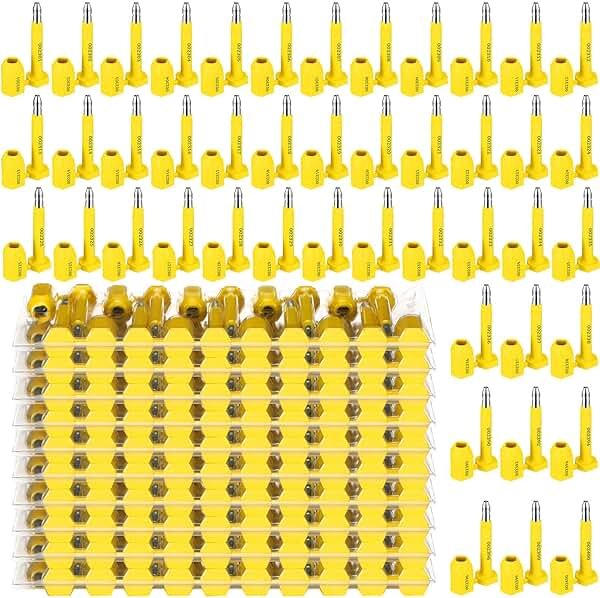 Threlaco 100 Pcs Bolt Shipping Seal with Print Progressive Numbering Disposable Truck Container Seals for Trucks, Trailers, Cargo Containers, Yellow - Product Image