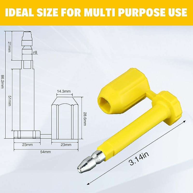 Threlaco 100 Pcs Bolt Shipping Seal with Print Progressive Numbering Disposable Truck Container Seals for Trucks, Trailers, Cargo Containers, Yellow - Image 2