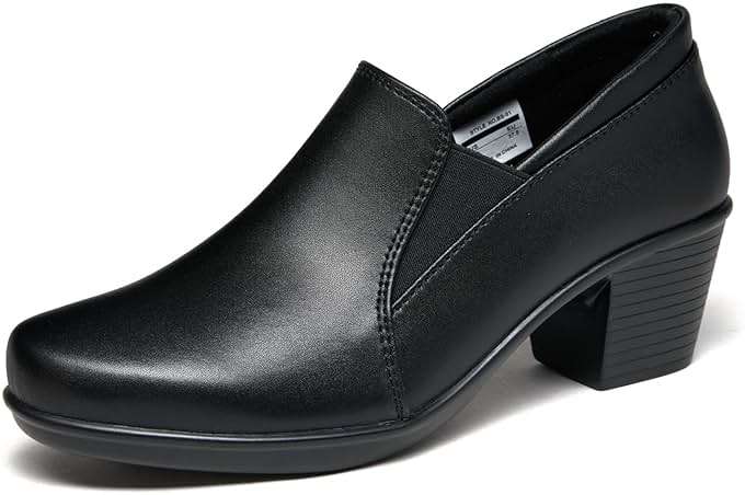 Women's Dress Shoes 2024 - Low, Comfortable Heeled Loafers with Chunky Block for Work, Casual and Office Business. Slip-on Pumps - Image 1