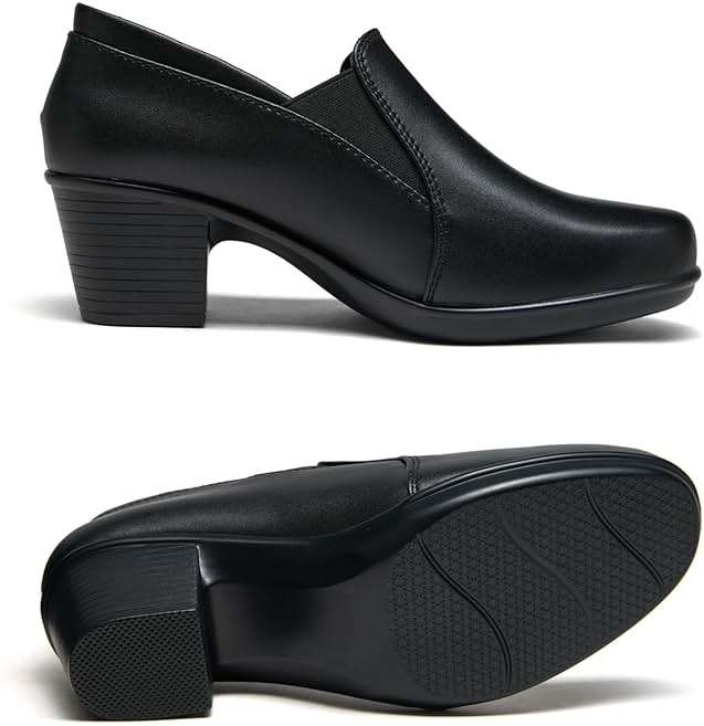 Women's Dress Shoes 2024 - Low, Comfortable Heeled Loafers with Chunky Block for Work, Casual and Office Business. Slip-on Pumps - Image 2