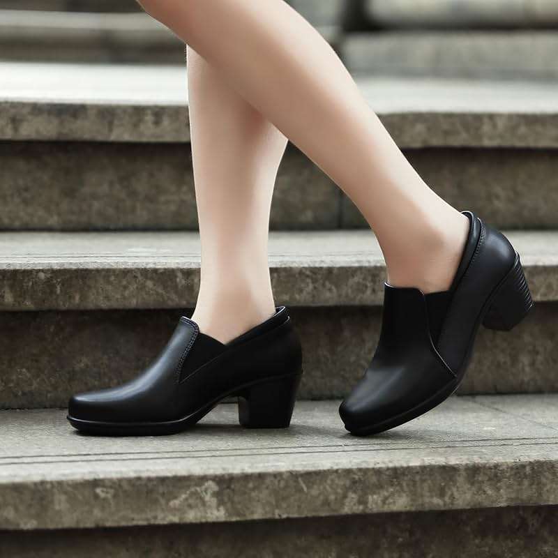 Women's Dress Shoes 2024 - Low, Comfortable Heeled Loafers with Chunky Block for Work, Casual and Office Business. Slip-on Pumps - Image 5