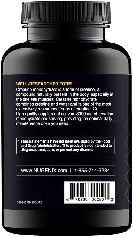 Nugenix Essentials Premium Creatine Monohydrate Pills Supplement, 3000mg, 150 Capsules - Image 3