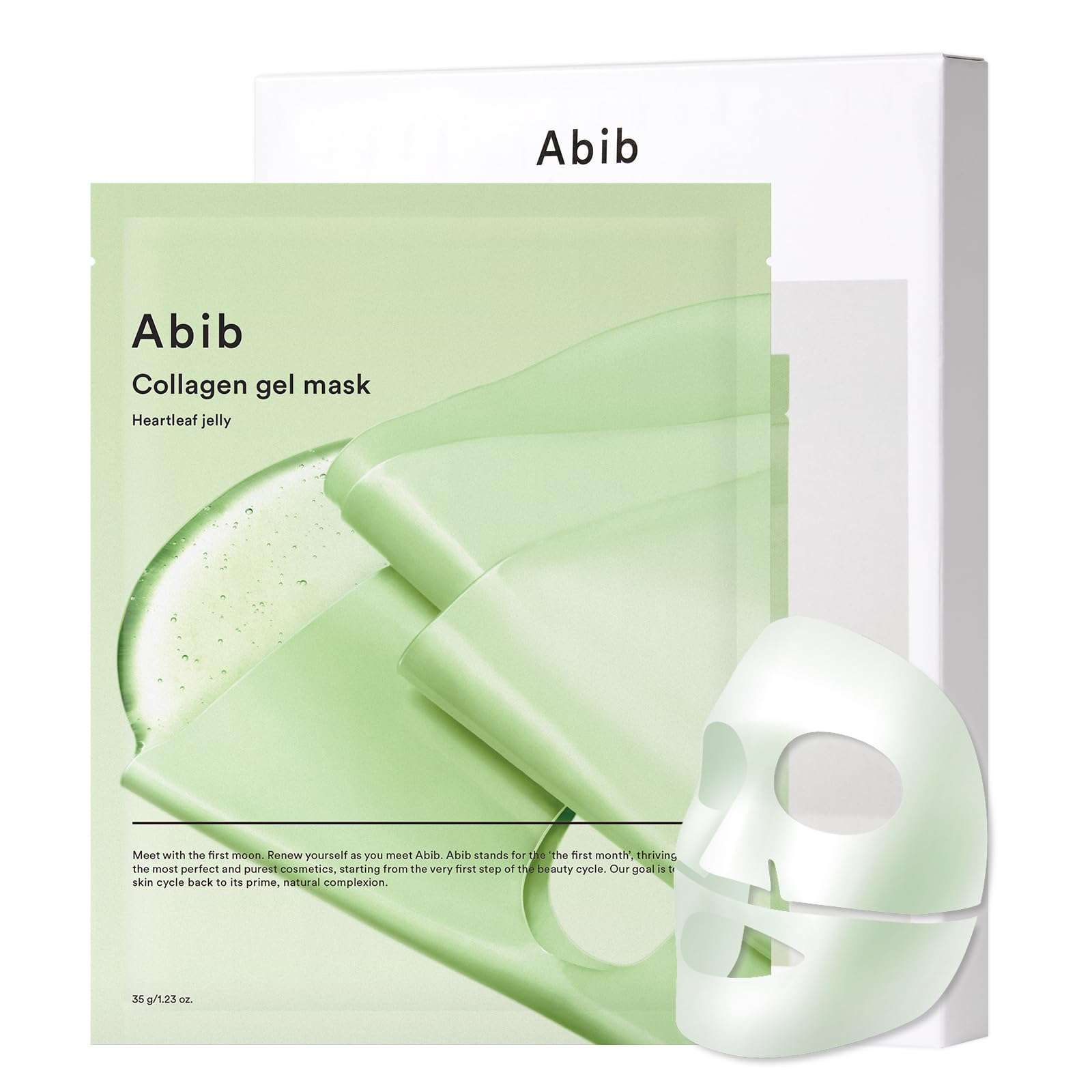 Abib Vegan Collagen Gel Mask Heartleaf Jelly 4 Sheets (Soothing) I Korean Vegan Collagen, Cooling Calming Hyaluronic Acid Hydrogel Face Mask Skin Care - Image 1