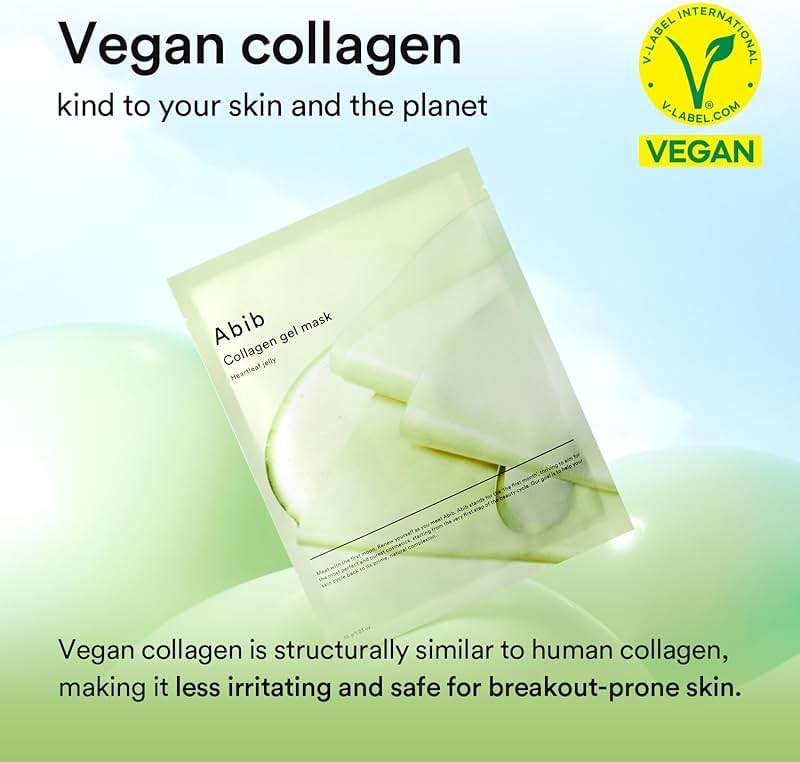 Abib Vegan Collagen Gel Mask Heartleaf Jelly 4 Sheets (Soothing) I Korean Vegan Collagen, Cooling Calming Hyaluronic Acid Hydrogel Face Mask Skin Care - Image 3