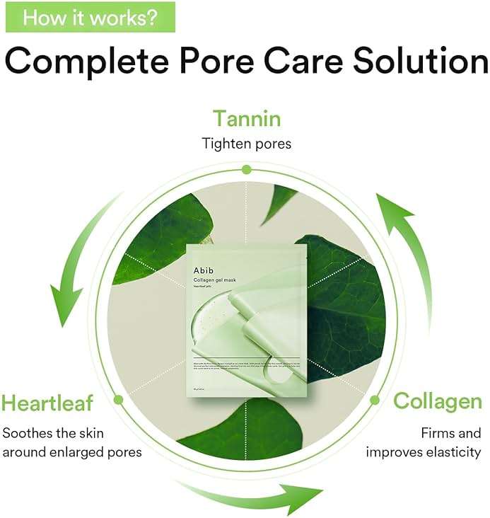 Abib Vegan Collagen Gel Mask Heartleaf Jelly 4 Sheets (Soothing) I Korean Vegan Collagen, Cooling Calming Hyaluronic Acid Hydrogel Face Mask Skin Care - Image 5