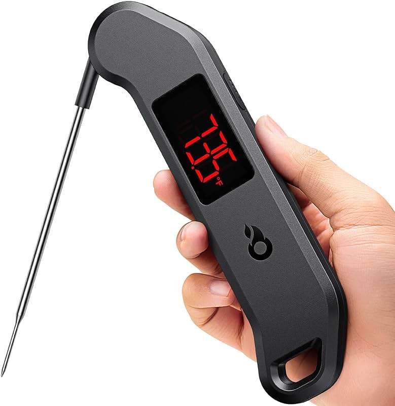 Meat Thermometer Digital, 1 Sec Instant Read, ±0.5℉ Accuracy NIST Certified Food Thermometer, Auto-Rotate, LED Screen, Highly Waterproof Cooking Thermometer for Fathers Day, Gifts for Him Dad Men - Image 1