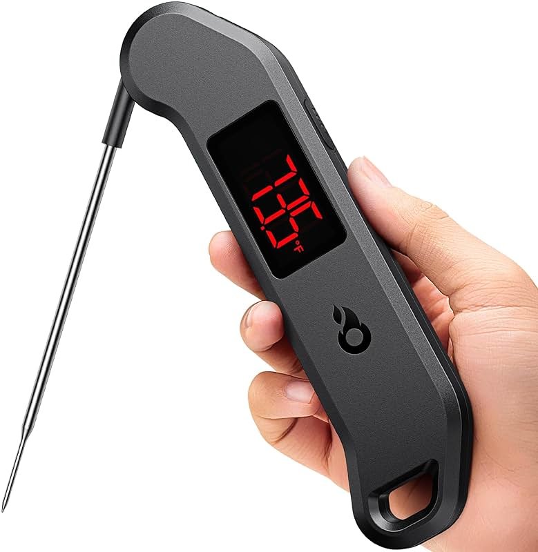 Meat Thermometer Digital, 1 Sec Instant Read, ±0.5℉ Accuracy NIST Certified Food Thermometer, Auto-Rotate, LED Screen, Highly Waterproof Cooking Thermometer for Fathers Day, Gifts for Him Dad Men - Product Image
