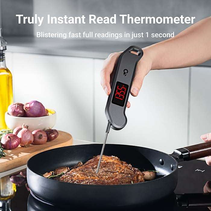 Meat Thermometer Digital, 1 Sec Instant Read, ±0.5℉ Accuracy NIST Certified Food Thermometer, Auto-Rotate, LED Screen, Highly Waterproof Cooking Thermometer for Fathers Day, Gifts for Him Dad Men - Image 4