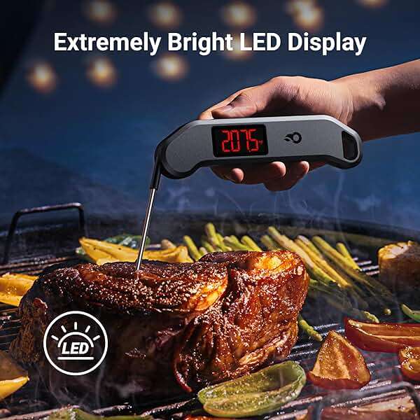 Meat Thermometer Digital, 1 Sec Instant Read, ±0.5℉ Accuracy NIST Certified Food Thermometer, Auto-Rotate, LED Screen, Highly Waterproof Cooking Thermometer for Fathers Day, Gifts for Him Dad Men - Image 5