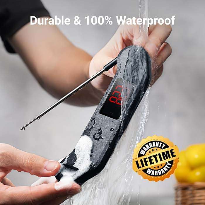 Meat Thermometer Digital, 1 Sec Instant Read, ±0.5℉ Accuracy NIST Certified Food Thermometer, Auto-Rotate, LED Screen, Highly Waterproof Cooking Thermometer for Fathers Day, Gifts for Him Dad Men - Image 6