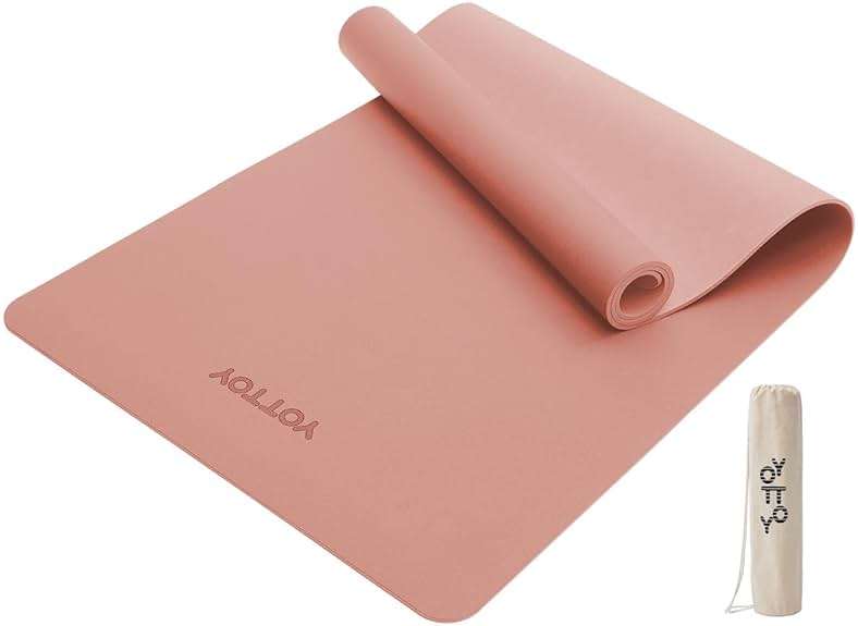 YOTTOY Yoga Mat,Non-Slip Hot Yoga Mat with Anti-Tear Design and Friendly Natural Rubber Mat with Strap and Bag - Image 1