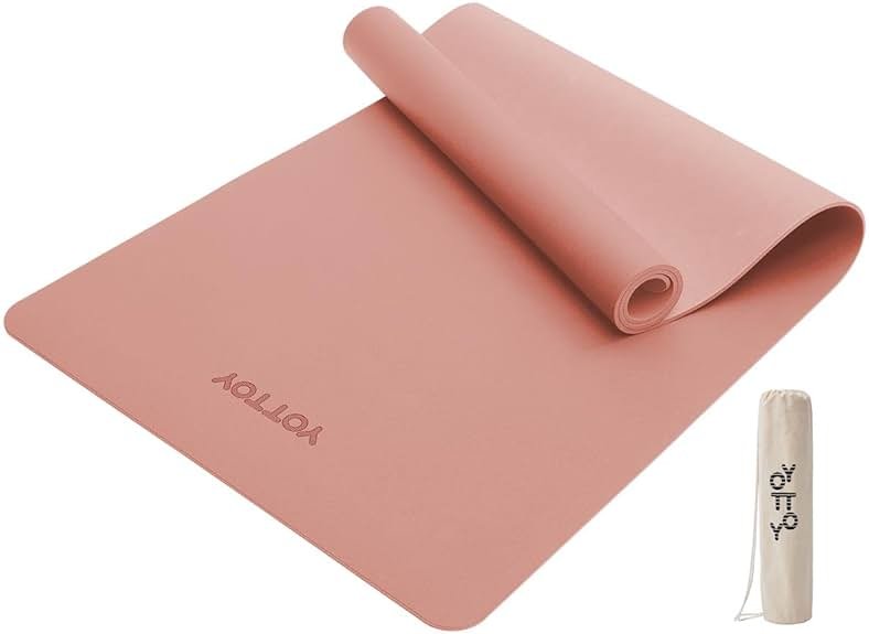 YOTTOY Yoga Mat,Non-Slip Hot Yoga Mat with Anti-Tear Design and Friendly Natural Rubber Mat with Strap and Bag - Product Image