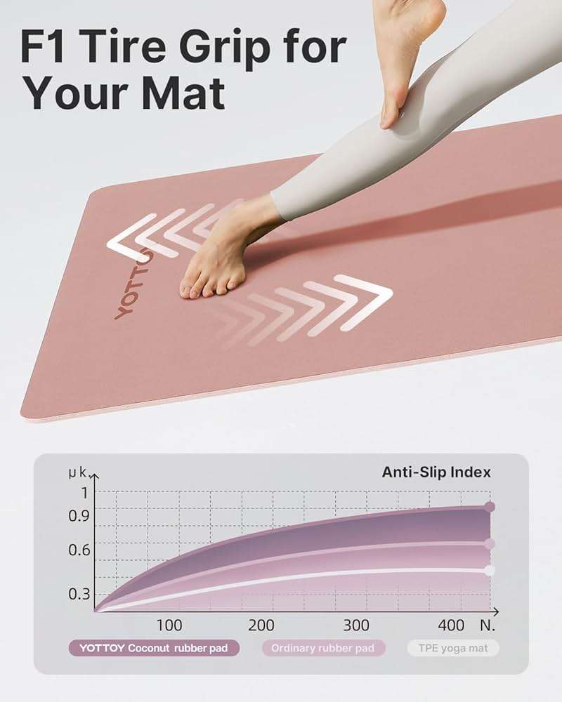 YOTTOY Yoga Mat,Non-Slip Hot Yoga Mat with Anti-Tear Design and Friendly Natural Rubber Mat with Strap and Bag - Image 4