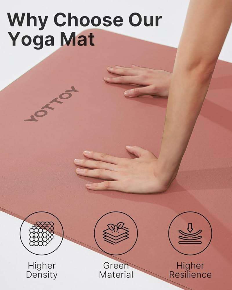 YOTTOY Yoga Mat,Non-Slip Hot Yoga Mat with Anti-Tear Design and Friendly Natural Rubber Mat with Strap and Bag - Image 8