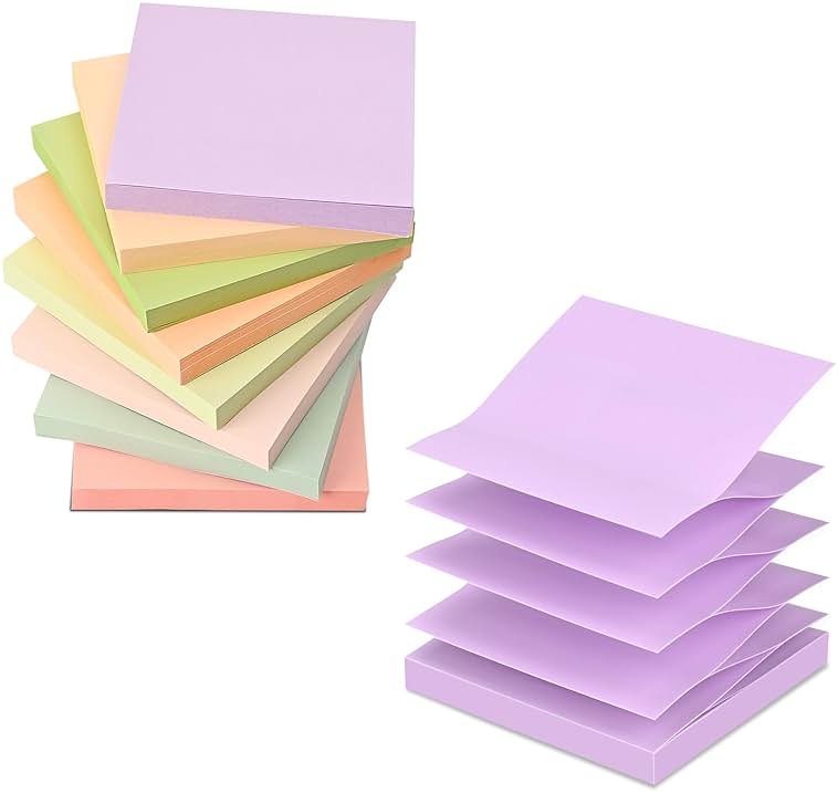 BAYTORY 640 Sheets Pop Paper Up Sticky Notes, 3 x 3 Inches, Morandi Colored Self-Sticky Note Pads, Memo Pads for School Office Home Desk Accessories (Morandi Series) - Product Image