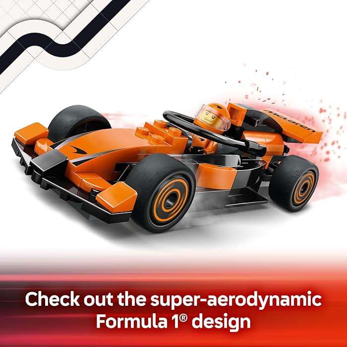 LEGO City F1 Driver with McLaren Race Car Toy - Model Car Building Toy Kit for Kids, Boys and Girls, Ages 6+ - F1 Collectible for Fans - with a Driver Minifigure - Gift Idea for Birthdays - 60442 - Image 3