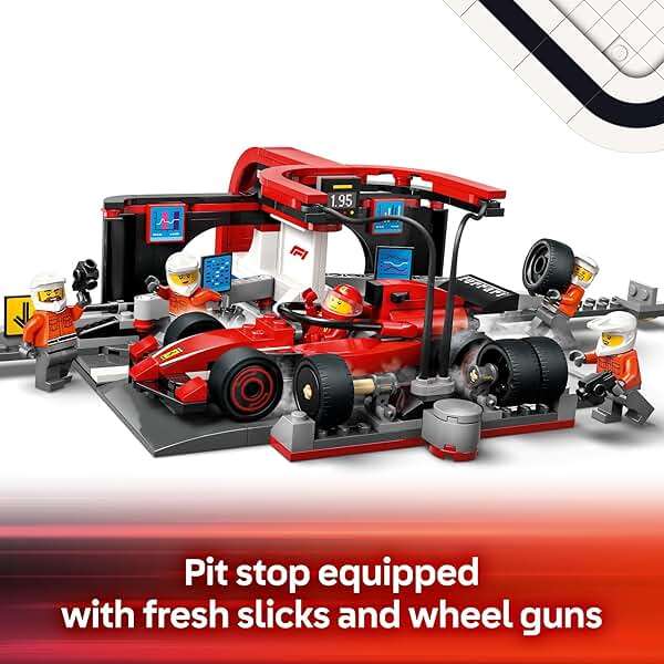 LEGO City F1 Pit Stop & Pit Crew with Ferrari Car Toy - Model Race Car Toy Building Playset for Kids, Boys and Girls, Ages 6+ - F1 Collectible for Fans - Gift Idea for Birthdays - 60443 - Image 4