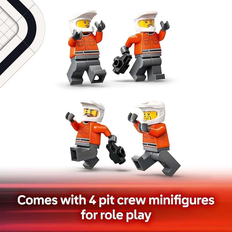 LEGO City F1 Pit Stop & Pit Crew with Ferrari Car Toy - Model Race Car Toy Building Playset for Kids, Boys and Girls, Ages 6+ - F1 Collectible for Fans - Gift Idea for Birthdays - 60443 - Image 6