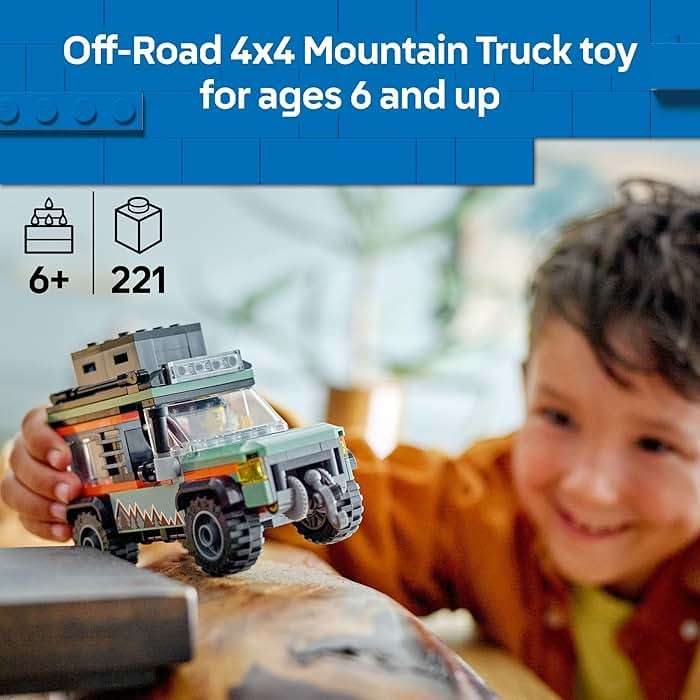 LEGO City Off-Road 4x4 Mountain Truck Toy - Building Toy Set for Kids, Boys and Girls, Ages 6+ - Fun Gift Idea for Birthdays and Holidays - with Adventurer Minifigure and Accessories - 60447 - Image 2