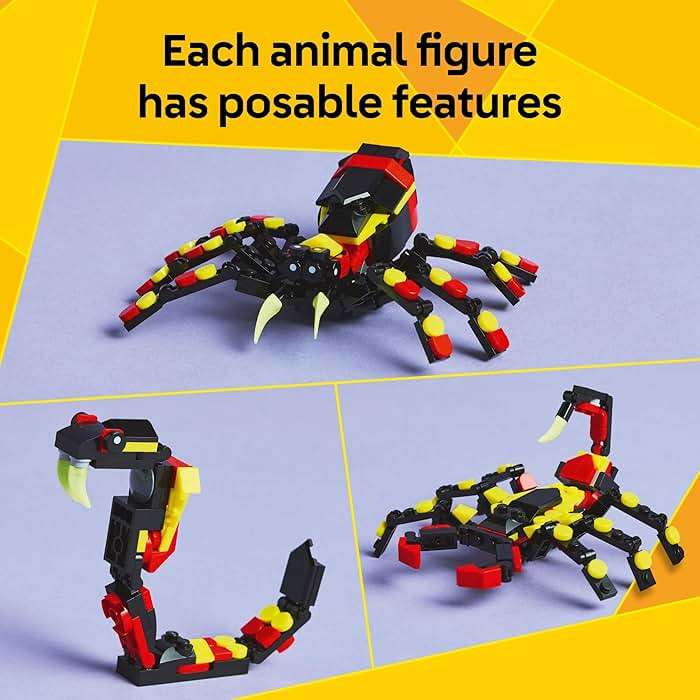 LEGO Creator 3 in 1 Wild Animals Surprising Spider Toy - Building Toy with 3 Build Options, Spider, Scorpion, or Snake - Animal Figures for Kids, Boys & Girls, Ages 7+ - Gift Idea for Birthday - 31159 - Image 4