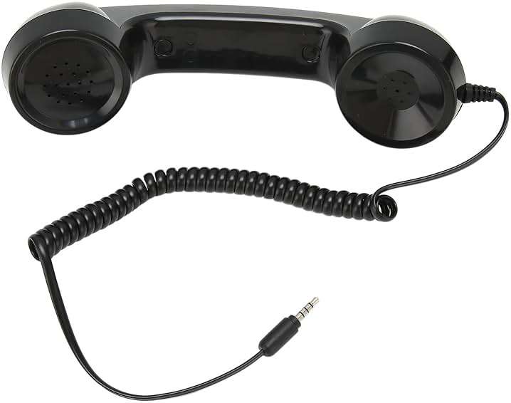 Retro Phone Handset, Radiation Proof Handheld Cell Phone Receiver, Handheld Receiver with Volume Controlfor Mobile Phones for Smartphones and PC with 3.5mm Headphone Jack (Black) - Image 4