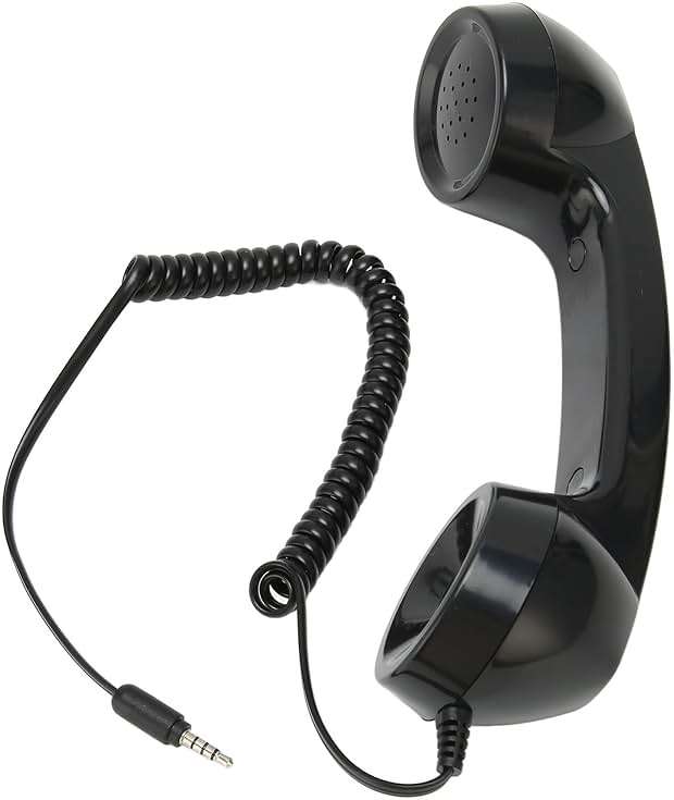 Retro Phone Handset, Radiation Proof Handheld Cell Phone Receiver, Handheld Receiver with Volume Controlfor Mobile Phones for Smartphones and PC with 3.5mm Headphone Jack (Black) - Image 5