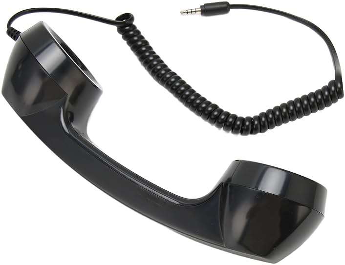 Retro Phone Handset, Radiation Proof Handheld Cell Phone Receiver, Handheld Receiver with Volume Controlfor Mobile Phones for Smartphones and PC with 3.5mm Headphone Jack (Black) - Image 6