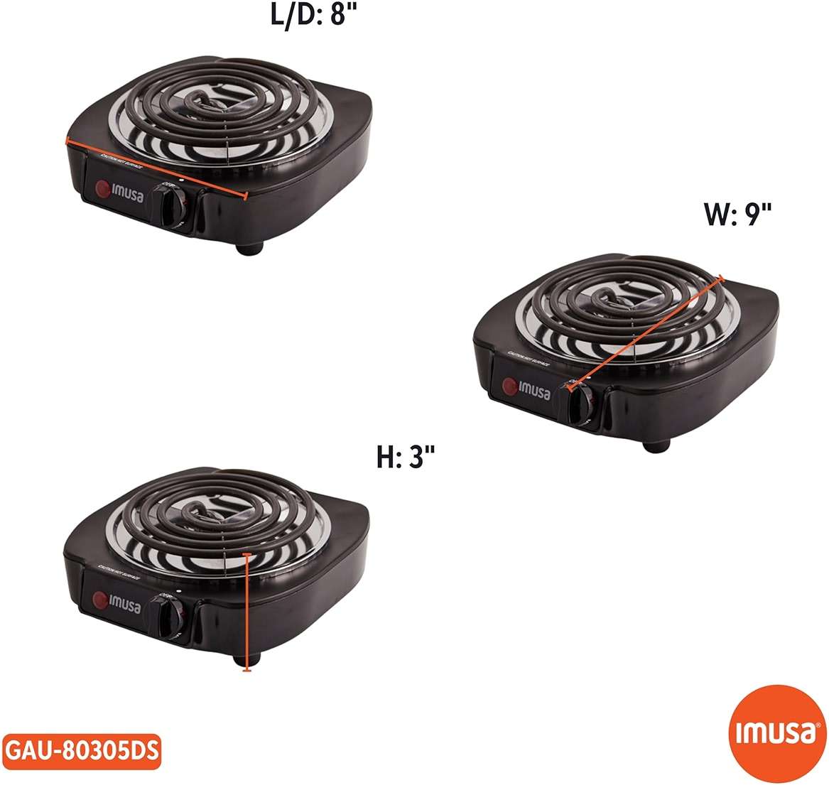 IMUSA Single Electric Burner, Black - Image 2