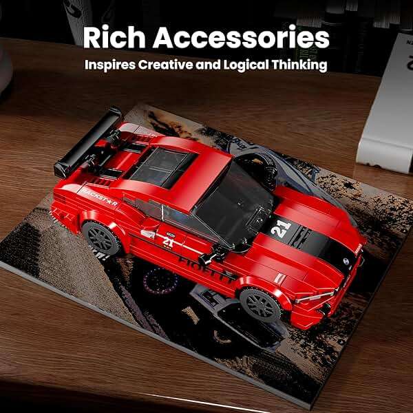 Mould King Speed Champion M8 Racing Car Building Kit with Acrylic Display Case, 27072 Collectible Model Car Kits, Building Blocks Kit Racing Toy Cars for Adult Kids 8+(481 PCS) - Image 5